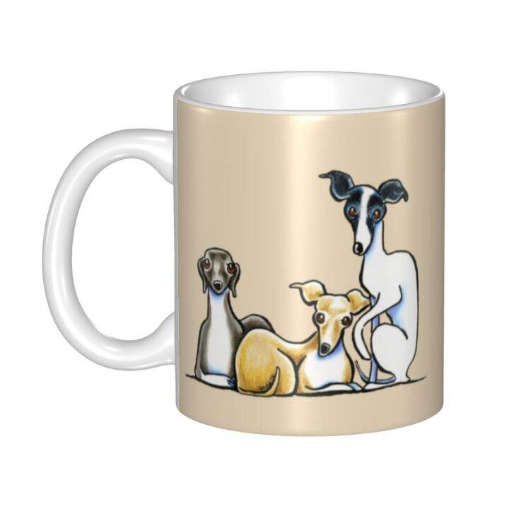 DIY Italian Greyhound Trio Ceramic Mug Custom Cute Whippet Sighthound
