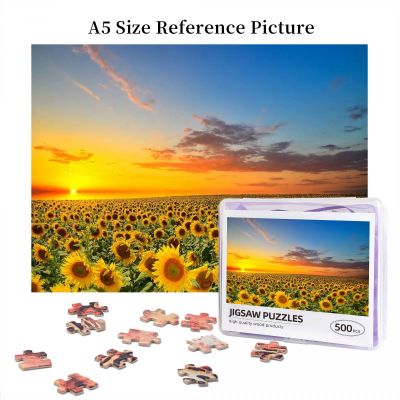 Funny Sunflowers In The Fields At Sunset Wooden Jigsaw Puzzle 500 Pieces Educational Toy Painting Art Decor Decompression toys 500pcs