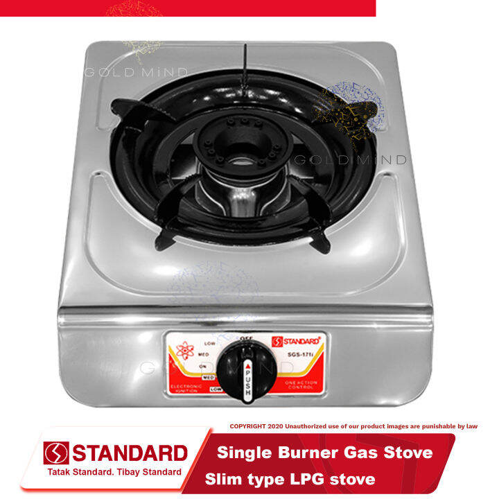 Standard Gas Stove Single Burner LPG stove Stainless Steel (Slim type