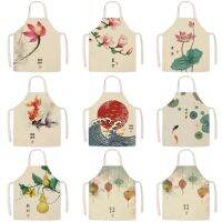 1 Pcs Flower Pattern Women Lady Apron for Home Kitchen Restaurant Chinese Style Cooking Bib Aprons Catering Anti-Fouling