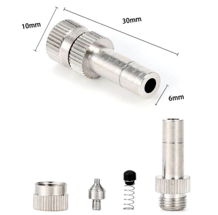 หัวพ่นหมอกสแตนเลส-หัวพ่นฝอยละอองหมอก-ขนาด0-1-0-6มม-ชุดพ่นหมอก-หัวพ่นหมอกดับร้อน-ติดสวน-รดน้ำต้นไหมหรือทำฟาร์ม-ชุดพ่นหมอกเพิ่มความชื้น-mist-spray-nozzle-หัวพ่นสแตนเลส-แบบไม่มีไส้กรอง