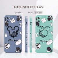 [Beike electronic] ฝาครอบโทรศัพท์ Mickey Minnie Simple Drawing Square Liquid สำหรับ Samsung 10 Lite S22 Ultra 5G S21 Plus S10 S10e หมายเหตุ20 S20 FE