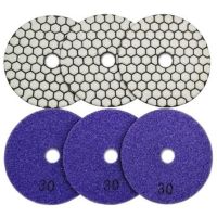 6Pcs Dia 4Inch/100Mm Grit 30 Diamond Dry Polishing Pads Resin Bond Flexible Dry Sanding Disc For Granite Marble Ceramic