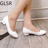 2021 Womens 5cm High Heels Pumps Office Lady Women Shoes y Bride Party Thick Heel Round Toe Zapatillas Mujer Wedges