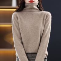 ♣✁﹉ merino wool sweater womens high neck pullover loose knit casual long sleeve autumn and winter fashionable cashmere