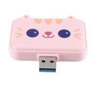 Cute USB Hub USB3.0 PD 60W Charger Multi Splitter Adapter Dock for Smartphones (Pink 3A)