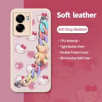 protective case imitation leather Phone Case For OPPO A57 5G 2022/Realme Q5i/V23/Narzo50 5G Little Bear Color Chain