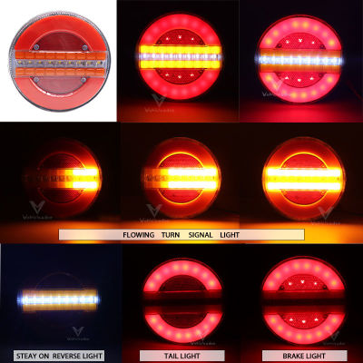 2Pcs 24V Waterproof LED Trailer Truck Tail Light Brake Light For Car Boat Bus Van Caravan Flow Turn Signal Lamp Strobe Light