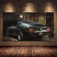 Modern Wall Art ภาพภาพวาดผ้าใบ1968 Mustang GT Fastback รถคลาสสิกโปสเตอร์และภาพพิมพ์สำหรับตกแต่งห้องนั่งเล่น Unframed New