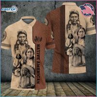 New 2023 Native American Founder 3d Aop Polo Shirt Mens Vintage Gift fashion T-shirt