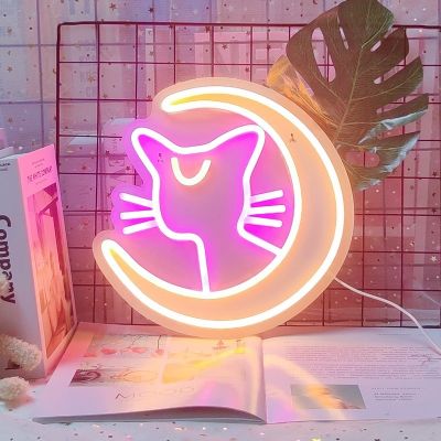 Anime Neon Sign Sailor Moon Luna Cat Bedroom Neon Sign/Game Room/Living Room Wall Decor Art Led Neon Sign Graduation Gifts Neon Night Lights