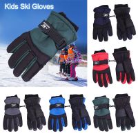 【LZ】℡ஐ  Luvas de dedo de esqui para crianças luvas grossas antiderrapantes à prova de vento quentes esportes ao ar livre meninos meninas inverno 6-10 anos
