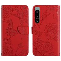 สำหรับ Sony Xperia 5 IV เคสหน้ังกลับมือถือนูนรูปผีเสื้อเพื่อผิวสัมผัสที่ HT03