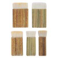 5 Size Blender Brush, Bamboo Handle Brushes Wide Wool Brushes Watercolor Brushes for Kiln Wash, Dust Cleaning