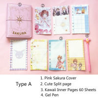 Kawaii Sakura 6 Rings Loose-leaf Diary Notebook Binder Journal Agenda Book Handbook Decoration Materials Set School Stationery