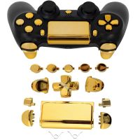 【♕】 kgqmss สำหรับ PS4 Play Station 4 Controller 4 Chrome Golden Plating เปลี่ยนปุ่มซ่อม Touch Pad Dpad ABXY 2สปริง Set