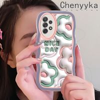 Chenyyka เคสปลอกสำหรับ Samsung Galaxy A72 4G A72 5G A73 5G ดอกไม้สีครีม3มิติลายคลื่นดั้งเดิมขอบเคสโทรศัพท์แบบใสสีสันสดใสป้องกันเลนส์กล้องเคสนิ่มโปร่งใสกรอบซิลิโคนกันกระแทก