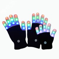 ▫ 1 pair New Arrival Light-Up Toys LED Flashing Magic Glove Glow In The Dark Toys Light Up Finger Tip Lighting Toy For Children