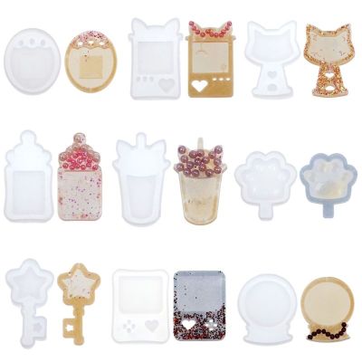 9 Styles Resin Shaker Molds Set Game Consoles Bottle Cats Paw Crystal Ball 9 Silicone Trays Molds Kit with 5 Seal Films