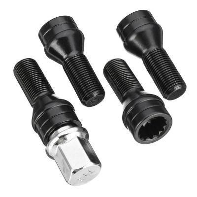 4pcs M14x1.25 M12x1.5 Wheel Locking Bolts Black Steel Lug Bolt Nut Key 36136776076 For BMW MINI R50 2/4/5/6/7 Series X1 X3 X5 Nails  Screws Fasteners