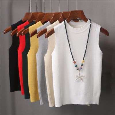 ◇ Women 39;s Knitting O-neck Camisole Female Knitted Top Sleeveless T shirts for