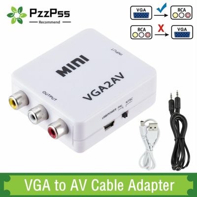 PzzPss Mini VGA to AV Converter Adapter With 3.5Mm Audio 1080P VGA to RCA HD Converter Conversor For PC To TV HD Computer To TV