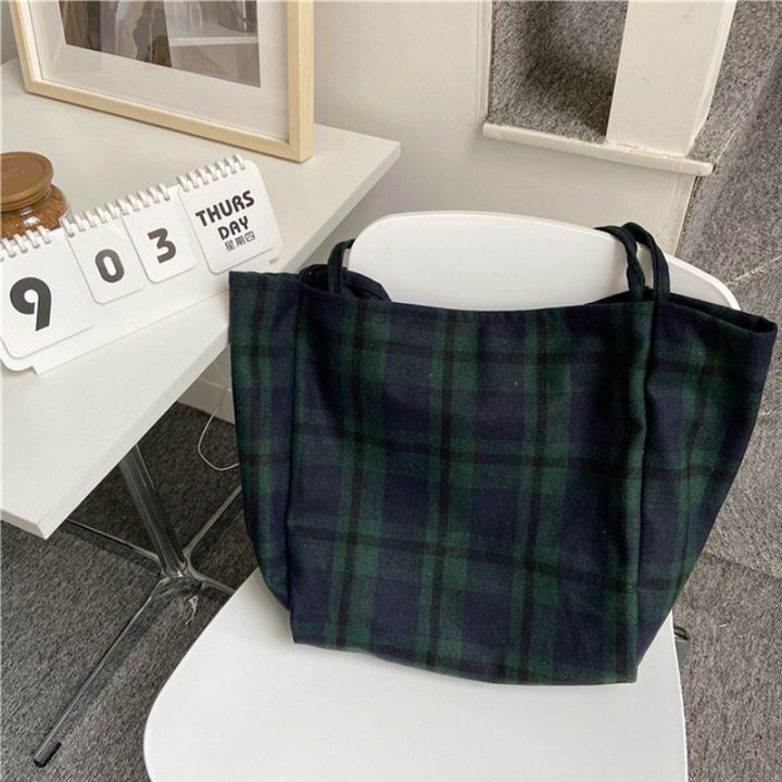 extra-large-women-woolen-canvas-bags-checked-pattern-design-handbag-soft-warm-cloth-fabric-big-tote-ladies-casual-shoulder-bag