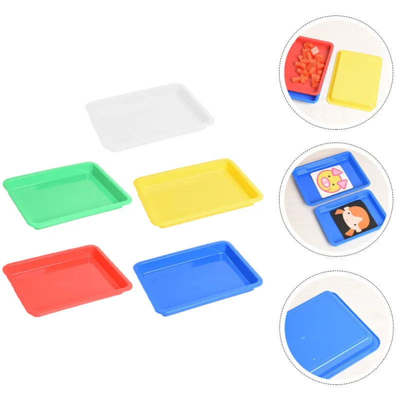10 Pcs Multicolor Plastic Art Trays,Activity Plastic Tray,Serving Tray for Art and Crafts,Painting,Beads,Organizing Supply(5 Color)