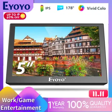 Eyoyo 8 inch Small Mini Monitor 1024x768 Resolution Car Rear View TFT LCD  Screen Display with HDMI/VGA/AV Video Input for PC DVD DVR CCD 140 Degree  Wide Angle Metal Housing 