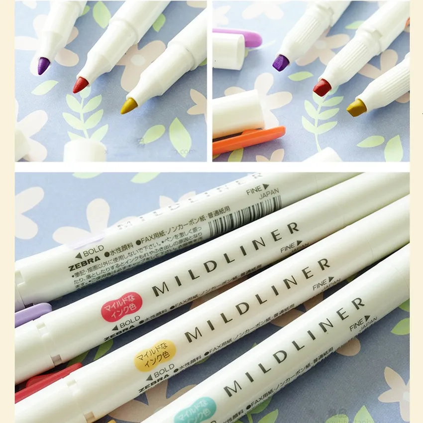 JIANWU 1pcs Japanese stationery zebra Mild liner double headed