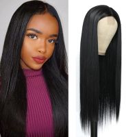 【CW】 Synthetic Wig Straight Little Lace Frontal Wigs for Black Women Middle Part Hairline Full Wig 26 Inch Heat Resistant Fiber Hair