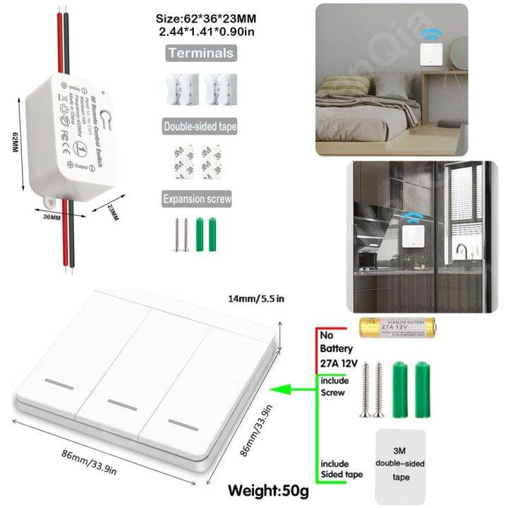 สวิตช์ไฟไร้สาย433mhz-rf-ปุ่มกดสวิตช์อัจฉริยะติดผนัง-ac-110v-220v-รีเลย์รับสัญญาณพัดลมโคมไฟสำหรับเครื่องใช้ภายในบ้านระยะไกล