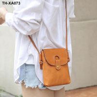 Leather inclined tide of female bag small bag contracted mobile phone package plant tanned leather shoulder small bag inclined shoulder bag for women