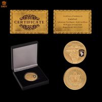 US Military 101st Airborne Division Eagle Gold Plated Token Challenge Commemorate Coin W/Black Display Box