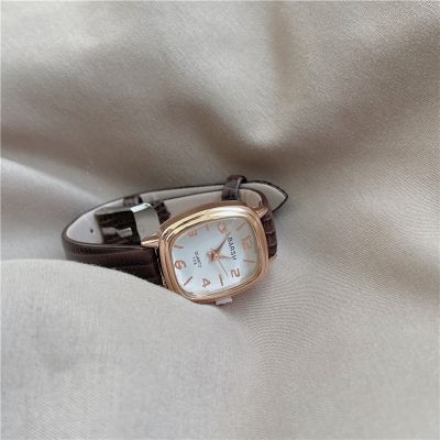 【Hot Sale】 Ins thin strap and light luxury womens watch simple Korean version of fragrance square students exquisite fashion all-match