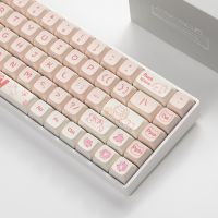 【Keycap Only】พวงกุญแจแมวซุกซนสีชมพูน่ารัก133คีย์โปรไฟล์ XDA การระเหิดหมวกสำหรับเชอร์รี่สวิตช์ MX คีย์บอร์ดแบบกลไก RK61/Anne Pro 2/GK61