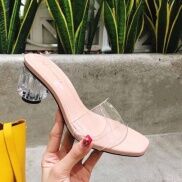 Guốc quai trong gót pha lê 5cm sang chảnh