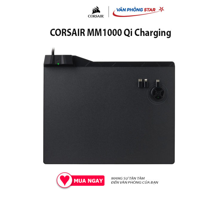 Lót chuột CORSAIR MM1000 Qi Charging - M CH-9440022-AP Cổng kết nối  Lightning và Micro USB Công nghệ sạc không dây QI 