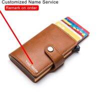 【CW】﹊  Bycobecy Name Credit Card Holder Metal Business Men Woman Leather Wallet Wallets