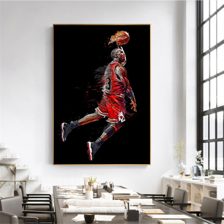 Abstract Art Painting Michael Jordan Poster Fly Dunk Basketball