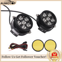 【MotorrTop】6LED รถจักรยานยนต์ไฟสปอร์ตไลท์สากล Led เสริมไฟที่มีสวิทช์กันน้ำ,6000พัน6000LM ไฟต่ำสูงจุดโคมไฟ Led ไฟหน้าสำหรับรถมอเตอร์ไซด์จักรยานรถ ATV รถ