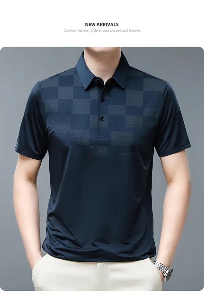 2023 Fashion Short-sleeved Polo Shirt Business Casual Solid Print