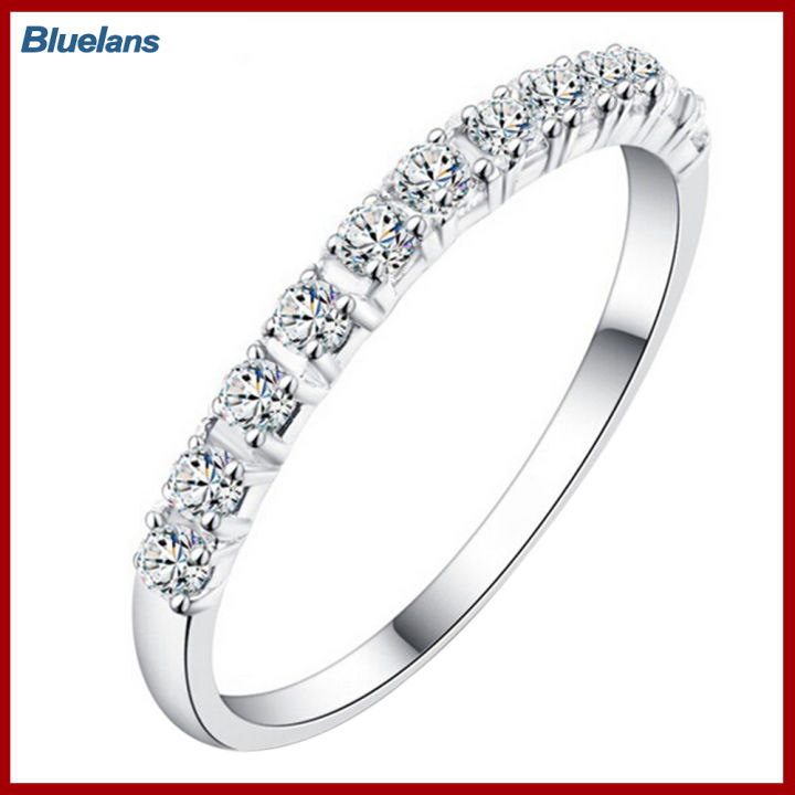 Bluelans®เครื่องประดับแหวนหมั้นแต่งงานพลอยเทียม925เงินสเตอร์ลิงสำหรับผู้หญิงแฟชั่น
