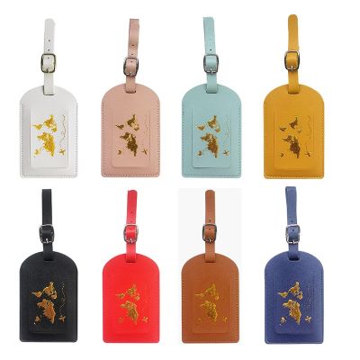 【CW】 Fashion Luggage Tags Accessories Pu Leather Suitcase Identifier Business Name Card ID Tag Decorations