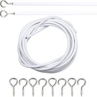 ☃♀❒ 1Set 2m Curtain Wire Screw Eyes and Hooks Wall Picture Hanging Kit for Home School Office Net Curtain Rods Clothesline