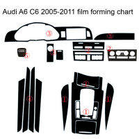 รถจัดแต่งทรงผม3D5D คาร์บอนไฟเบอร์ภายในรถคอนโซลกลางเปลี่ยนสีปั้นสติ๊กเกอร์ D Ecals สำหรับออดี้ A6 C6 2005-2011