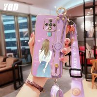 YBD เคสโทรศัพท์สายรัดข้อมือสำหรับ Infinix Tecno Camon 16 16 Pro พร้อมเคสสีลูกอมชุบด้วยไฟฟ้าฟรีสายคล้องพร้อมการป้องกันกล้องที่แม่นยำ