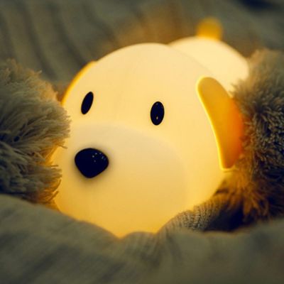 Silicone Dog LED Night Light Touch Sensor 2 Colors Dimmable Timer USB Rechargeable Bedside Puppy Lamp for Children Baby Toy Gift Night Lights