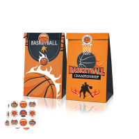 【cw】LB017 12Pcs Cool Basketball Sports Theme Birthday Party Biscuit Cookies Kraft Paper Gift Bags with Stickers Party Decorations