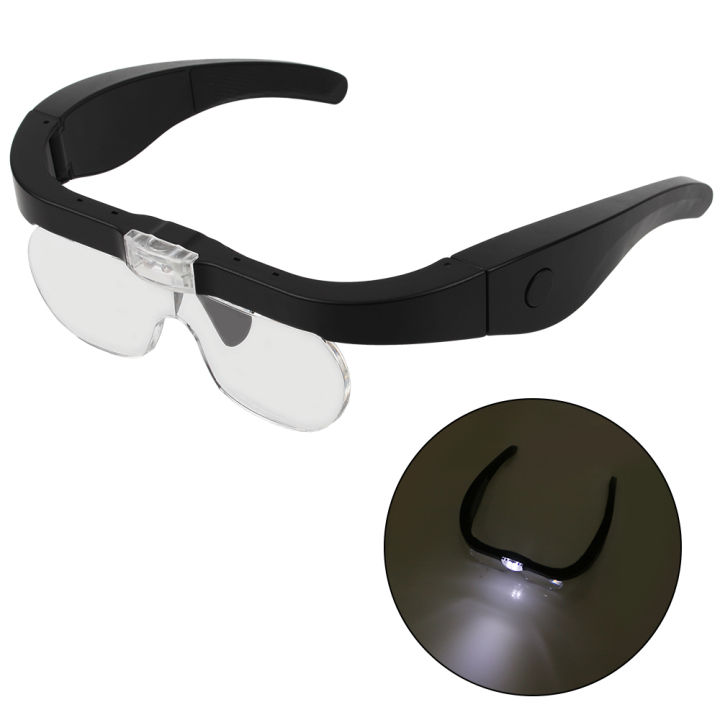 Magnifying Glasses Head-mounted For Reading Watchmaker Repair Magnifier USB  Rechargeable With LED Light 1.5X 2.5X 3.5X 5.0X